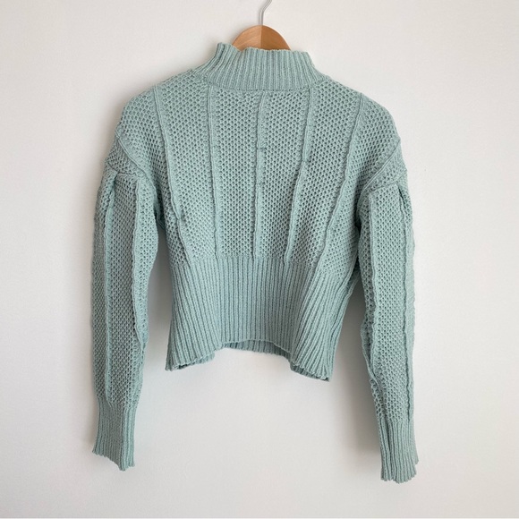 Generation K Womens Cropped Knit Sweater, Pastel Mint, Size M - Picture 2 of 10